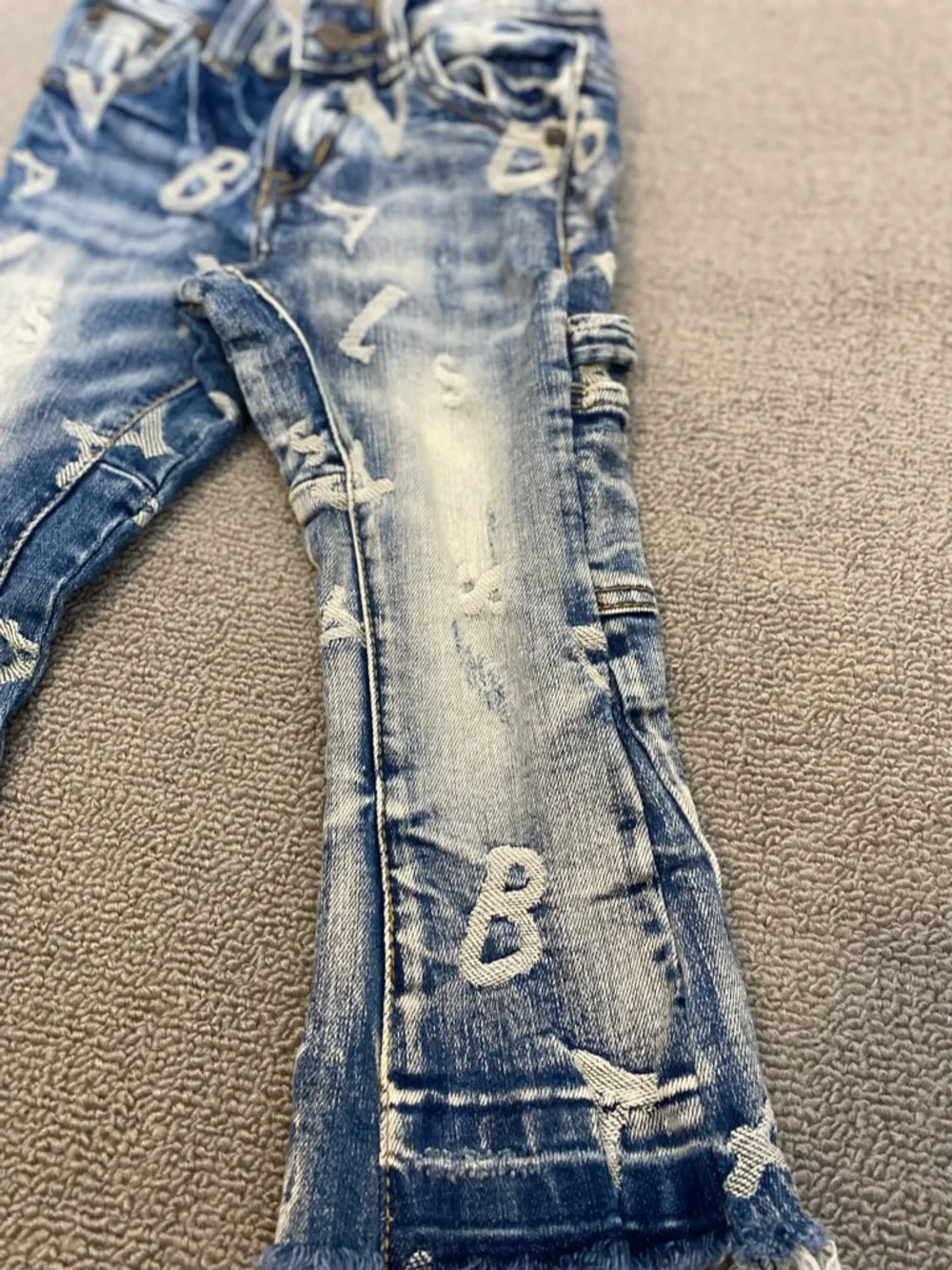 Valabasas Play Designer Luxury Boys' Distressed Blue Denim Jeans- Streetwear